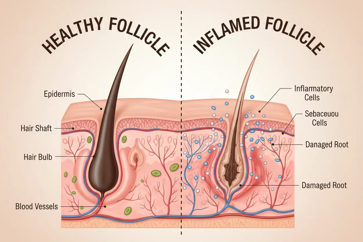 What causes inflammation of the scalp: visual explanation