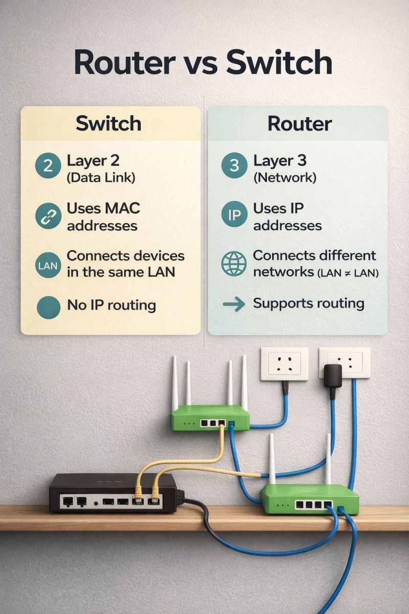 Difference between network switch and router: main illustration